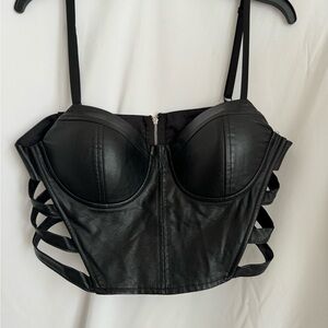 Say What faux leather bustier